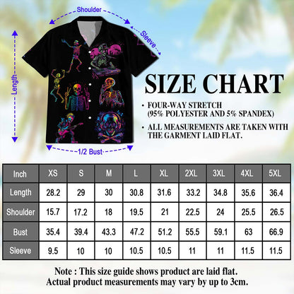 Netecom Skeleton Dance Hawaiian Shirt for Men, Button Down Summer Beach Short Sleeve, S-5XL