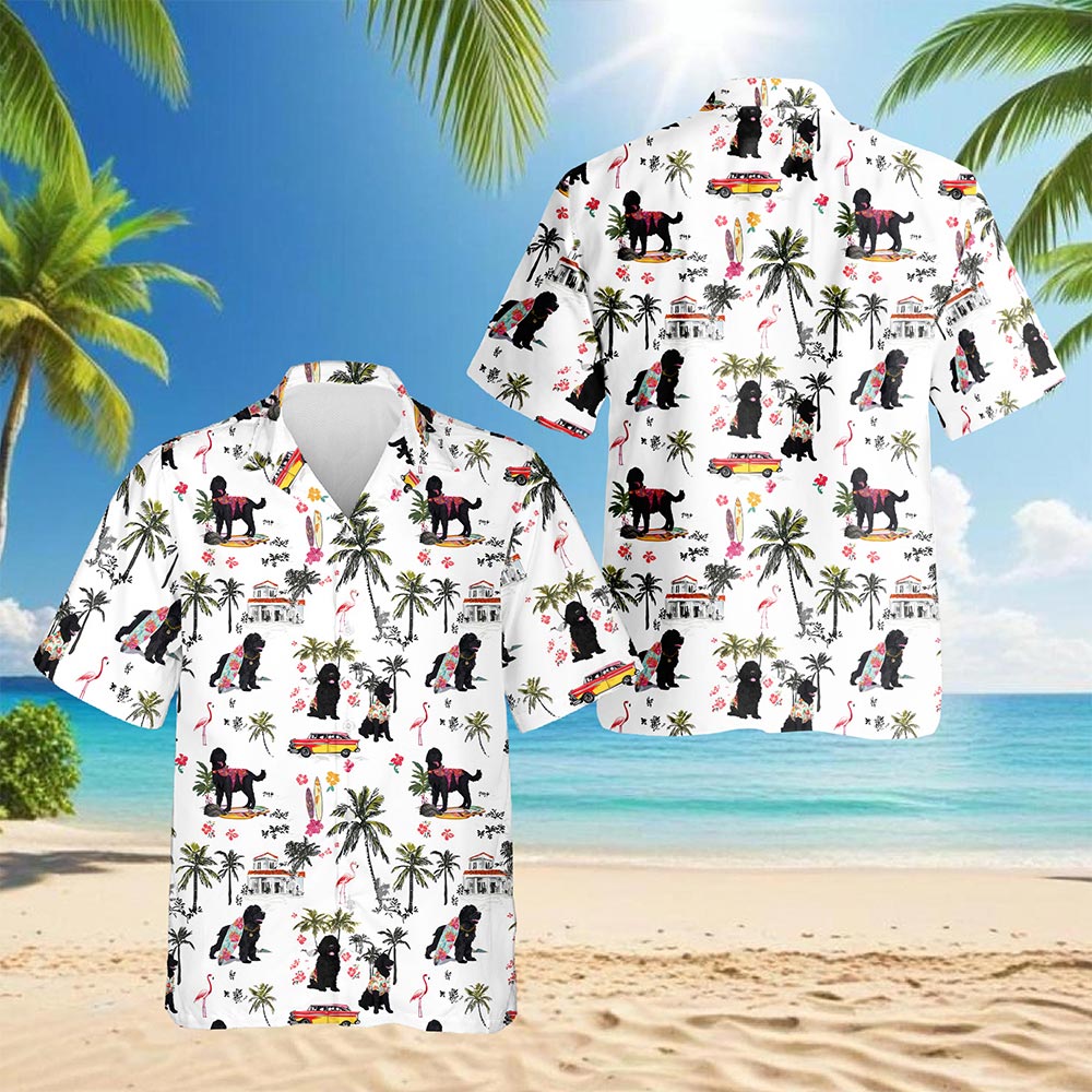 Netecom Newfoundland Beach Hawaiian Shirt for Men, Tropical Style, Button Down Summer Beach Short Sleeve, S-5XL
