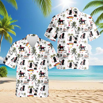 Netecom Newfoundland Beach Hawaiian Shirt for Men, Tropical Style, Button Down Summer Beach Short Sleeve, S-5XL