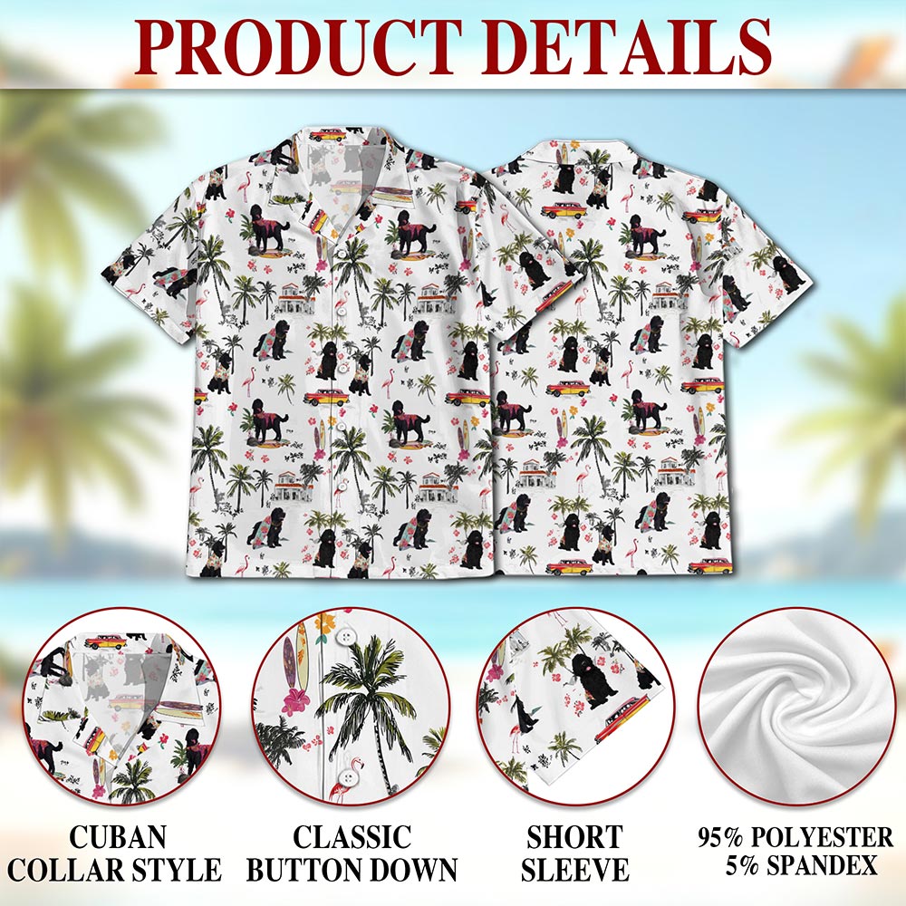 Netecom Newfoundland Beach Hawaiian Shirt for Men, Tropical Style, Button Down Summer Beach Short Sleeve, S-5XL