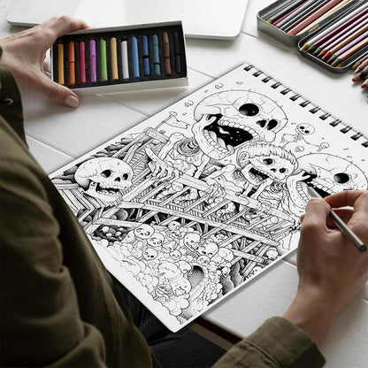 Netecom Nightmarish Horrorland Spiral Bound Coloring Book for Adults