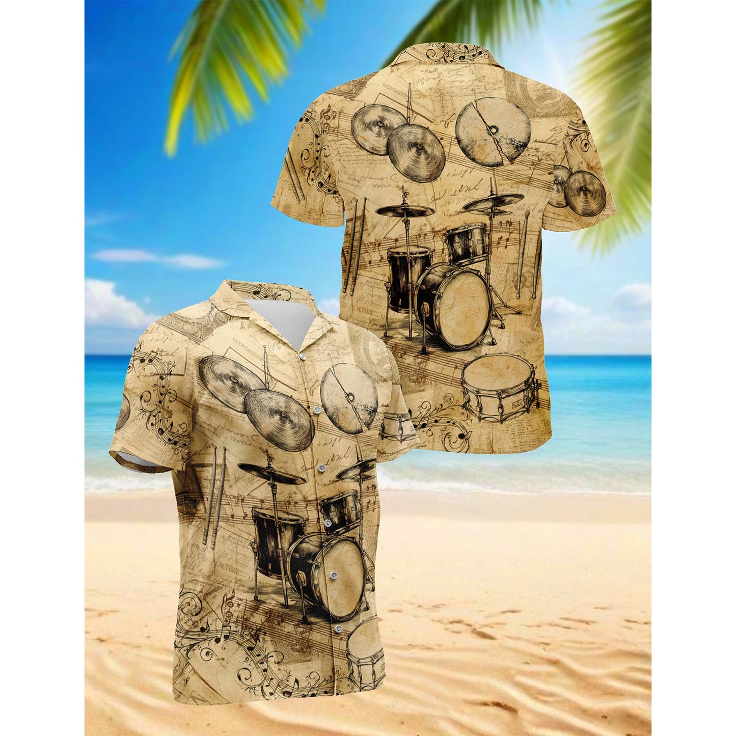 Netecom No Drums No Life Know Drums Know Life Hawaiian Shirt for Men, Button Down Summer Beach Short Sleeve, Sizes S-5XL