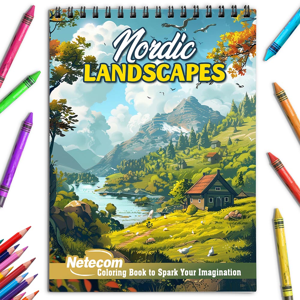 Netecom Nordic Landscape Coloring Book for Adults