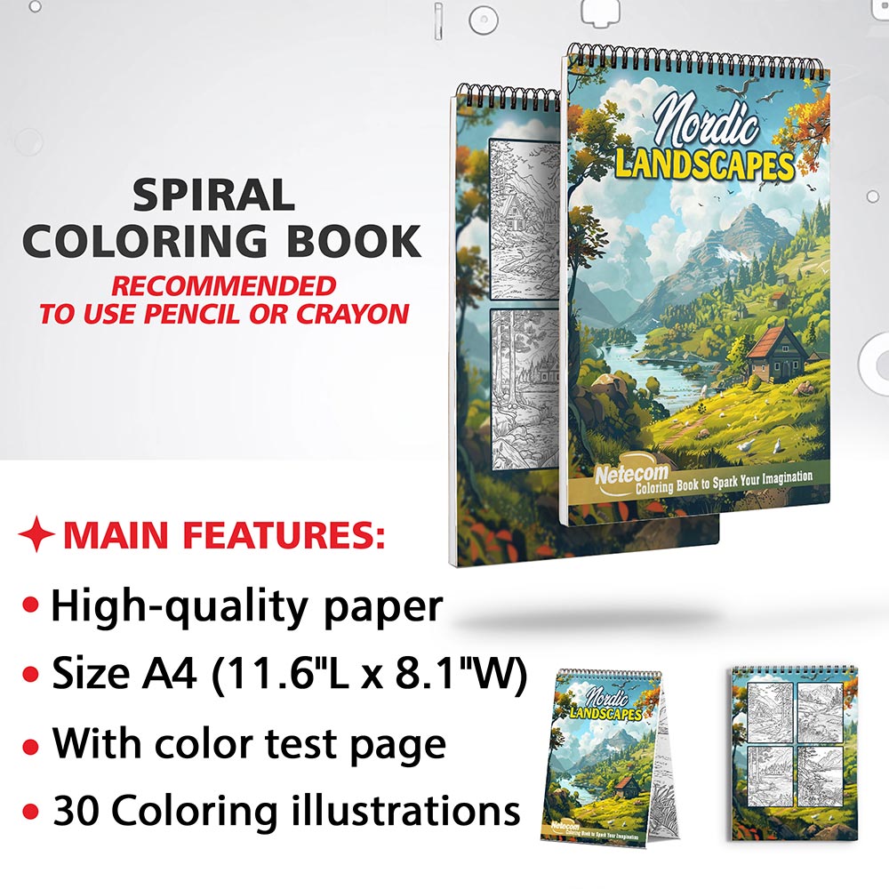 Netecom Nordic Landscape Coloring Sheets for Adults