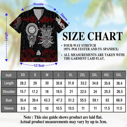 Netecom Norse History Viking Fenrir Hawaiian Shirt for Men, Mythical Warrior Style, Button Down Summer Beach Short Sleeve, S-5XL
