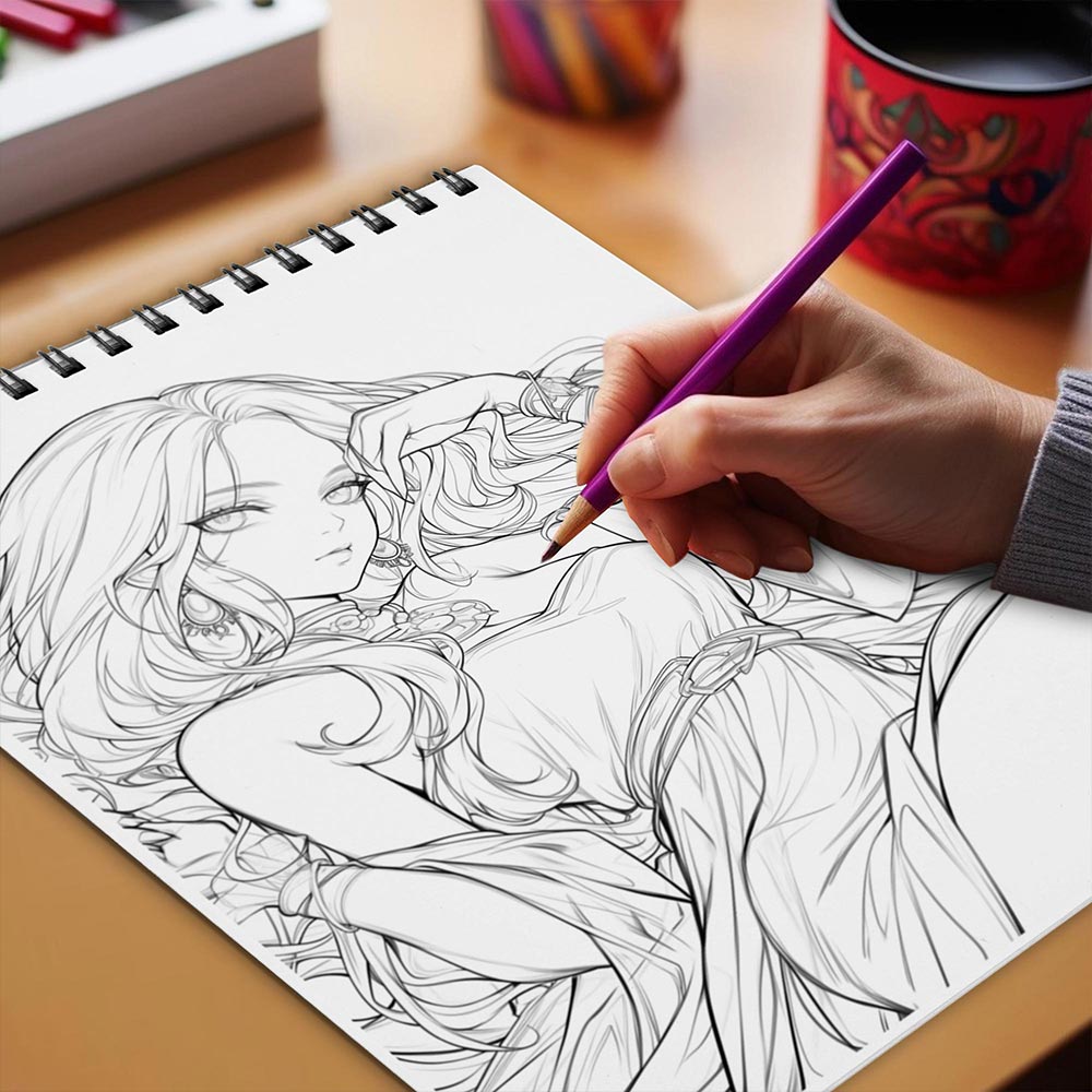 Netecom Nymph Coloring Book Spiral Bound for Adults