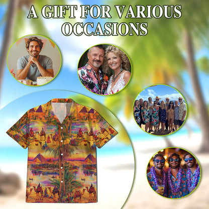 Netecom Oasis Relaxing Day In Peaceful Hawaiian Shirt for Men, Tropical Style, Button Down Summer Beach Short Sleeve, S-5XL