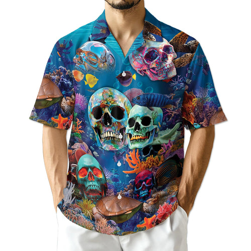 Netecom Ocean Skull Hawaiian Shirt for Men