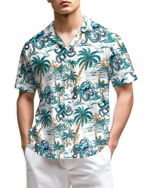 Netecom Octopus Coconut Tree Hawaiian Shirt for Men