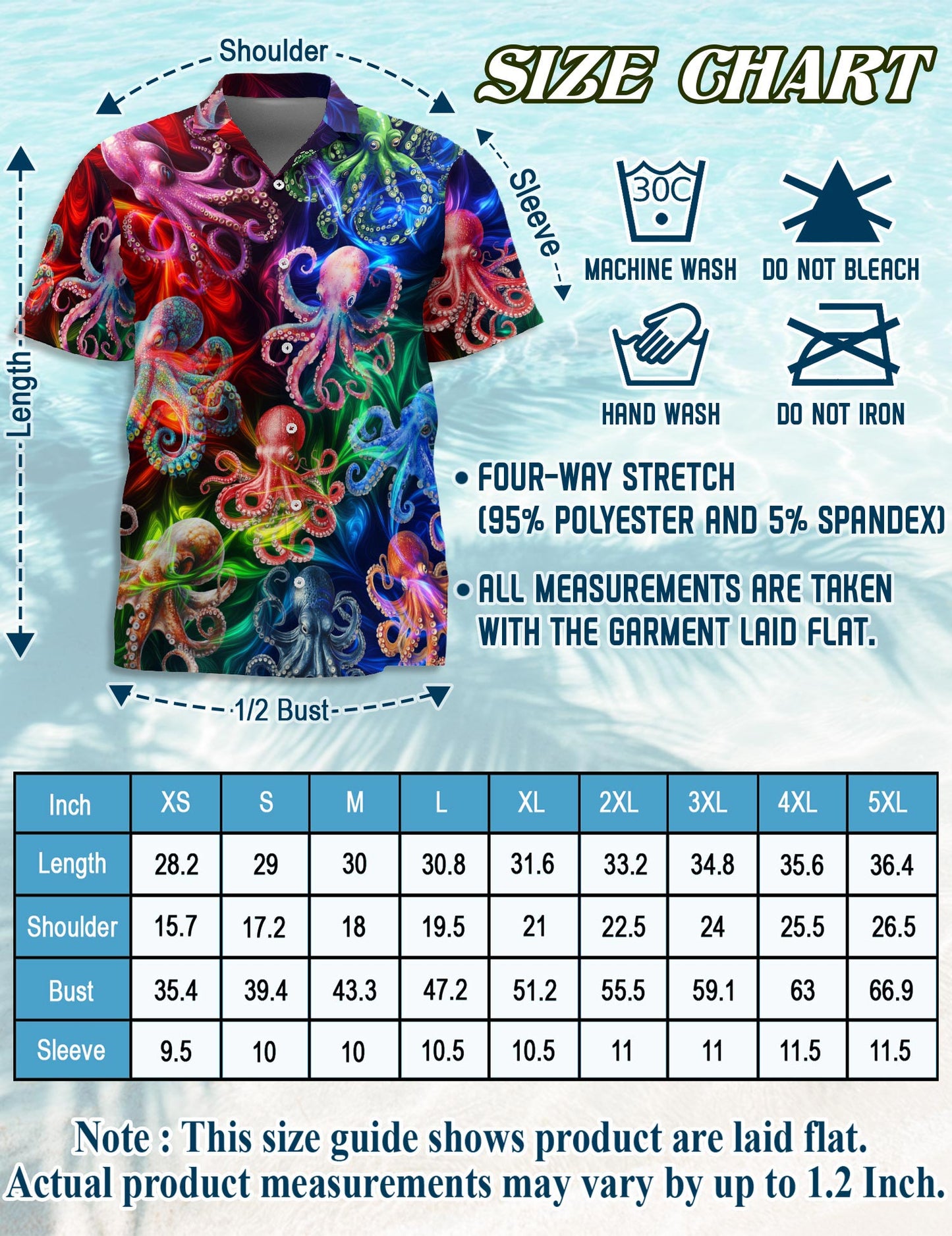 Netecom Octopus Hawaiian Shirt for Men, Fantasy Style, Button Down Summer Beach Short Sleeve, S-5XL