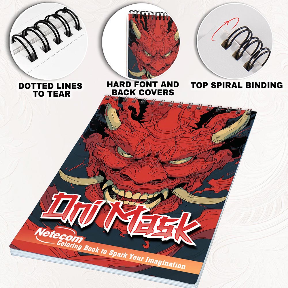 Netecom Oni Mask Coloring Pages for Adults