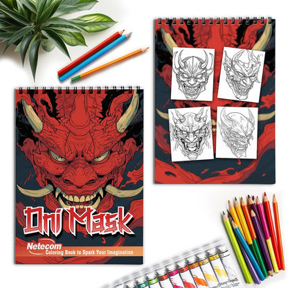 Netecom Oni Mask Spiral Coloring Book for Adults