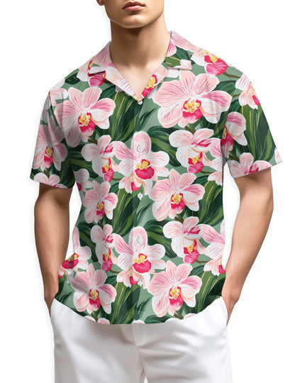 Netecom Orchid Flowers Hawaiian Shirt for Men