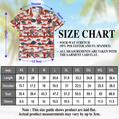 Netecom Palm Cornhole US Flag Hawaiian Shirt for Men, Tropical Style Button Down Summer Beach Short Sleeve, S-5XL