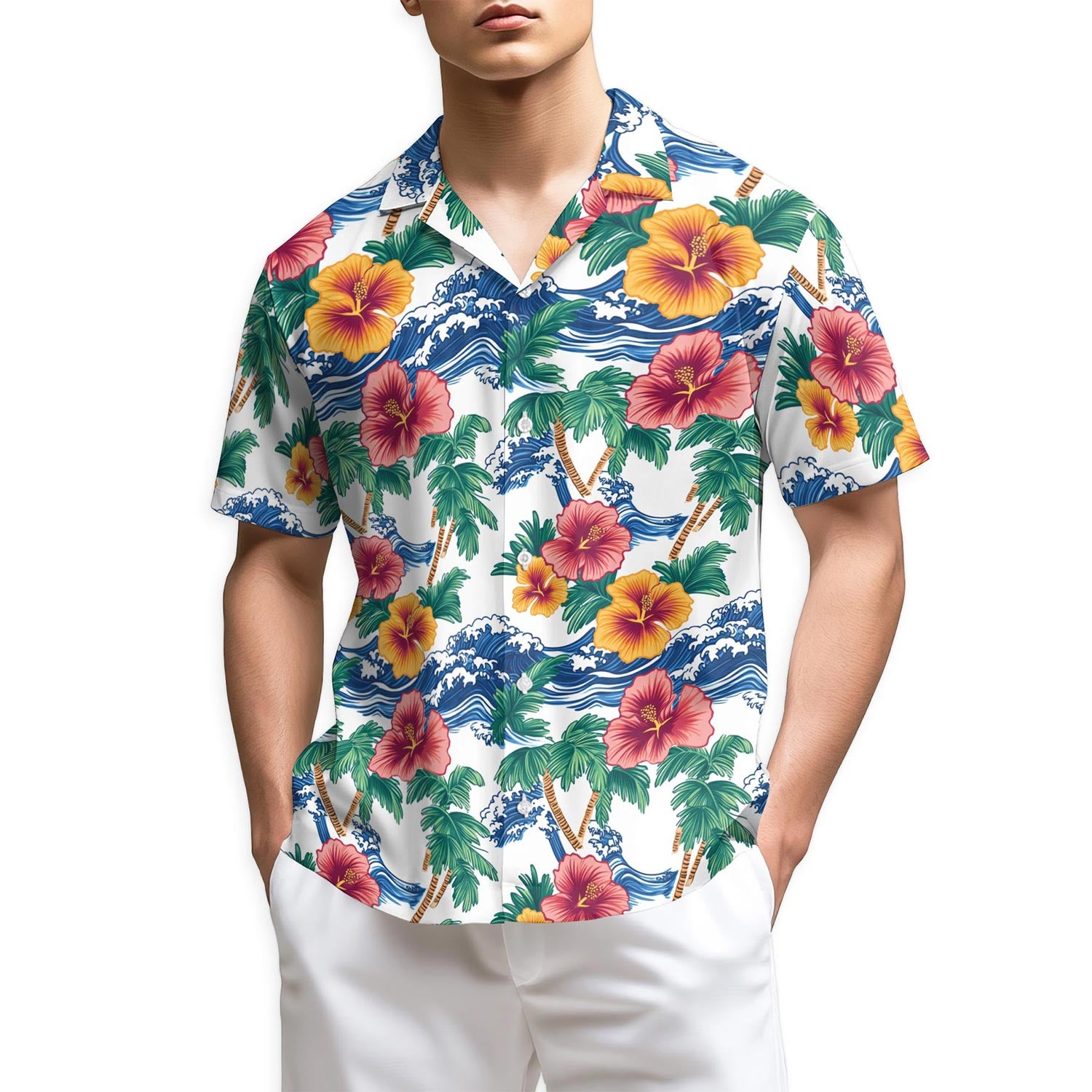 Netecom Palm Tree Floral Hawaiian Shirt for Men