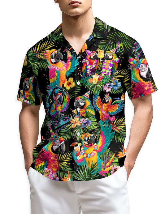 Netecom Party Parrots Hawaiian Shirt for Men