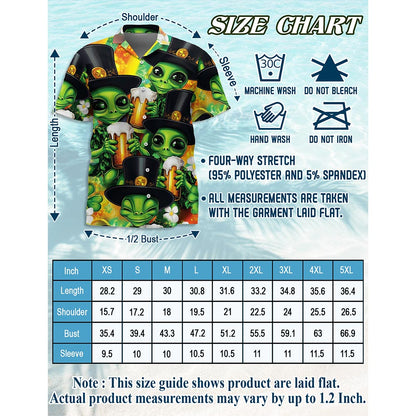 Netecom Patrick Alien Hawaiian Shirt for Men, Button Down Summer Beach Short Sleeve, Festive Style, S-5XL