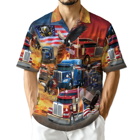 Netecom Patriotic Truck Driver Hawaiian Shirt for Men