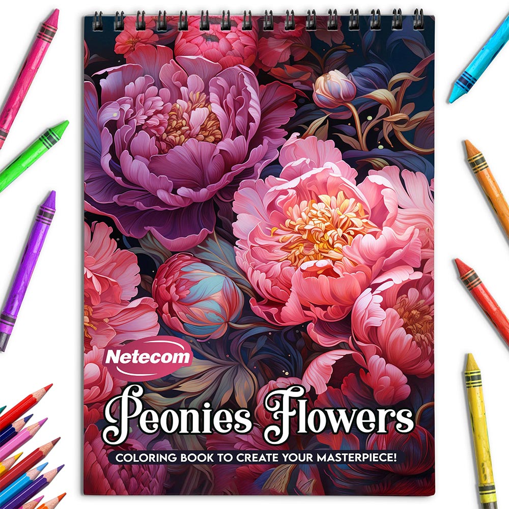 Netecom Peonies Flowers Coloring Book for Adults