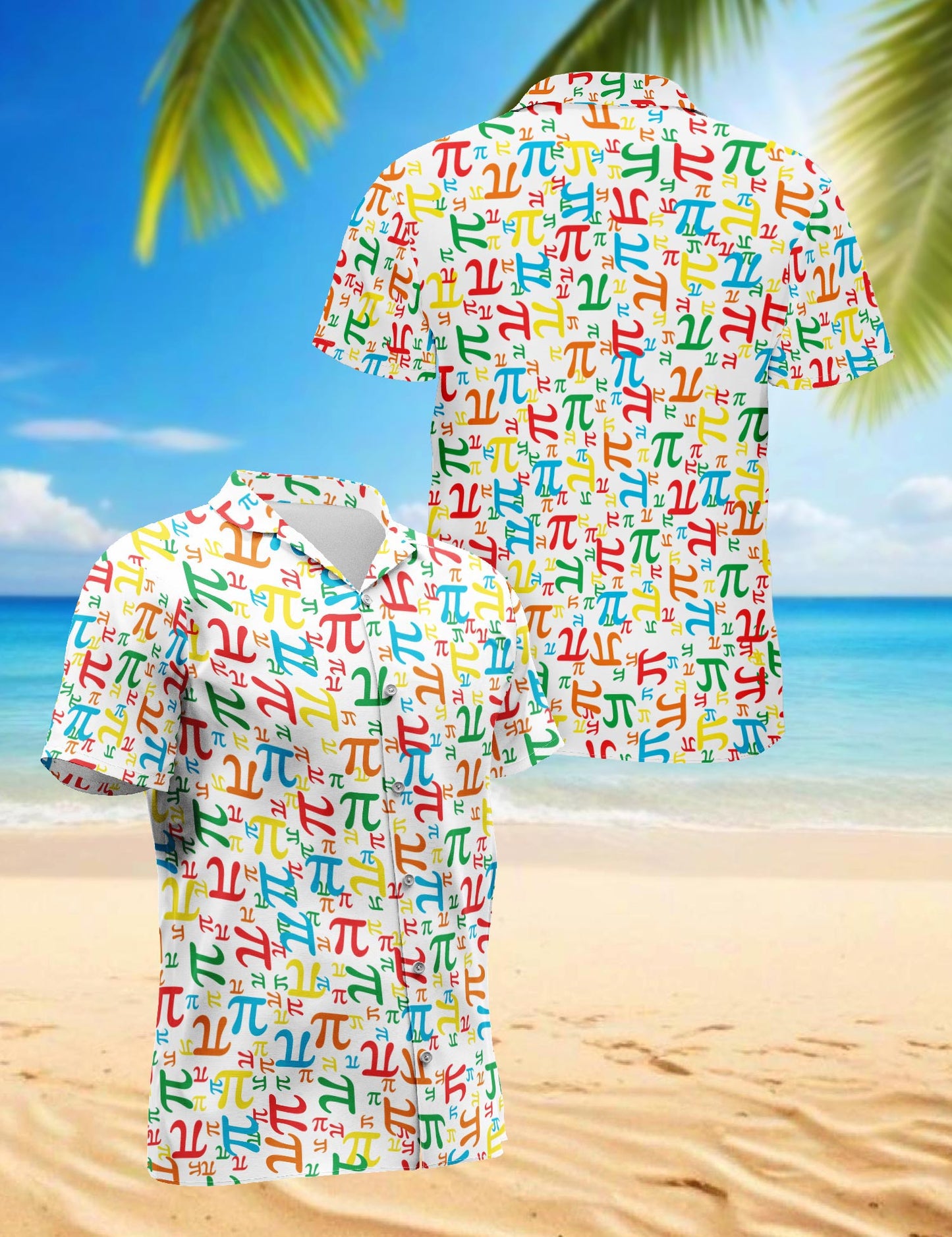 Netecom Pi Math Hawaiian Shirt for Men, Retro Style, Button Down Summer Beach Short Sleeve, S-5XL