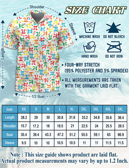 Netecom Pi Math Hawaiian Shirt for Men, Retro Style, Button Down Summer Beach Short Sleeve, S-5XL