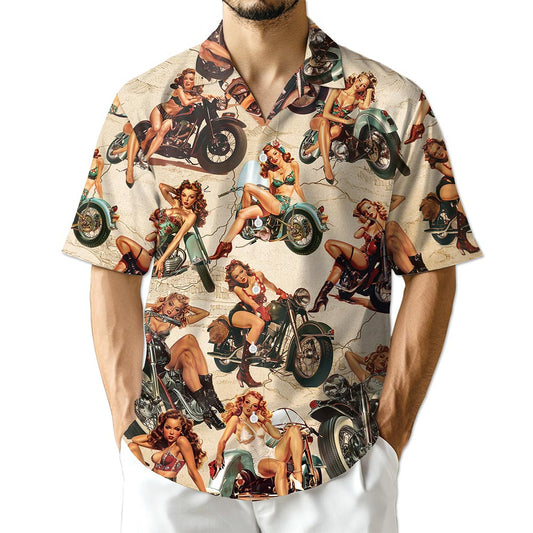 Netecom Pin Up Girls On Motorcycles Hawaiian Shirt for Men Women