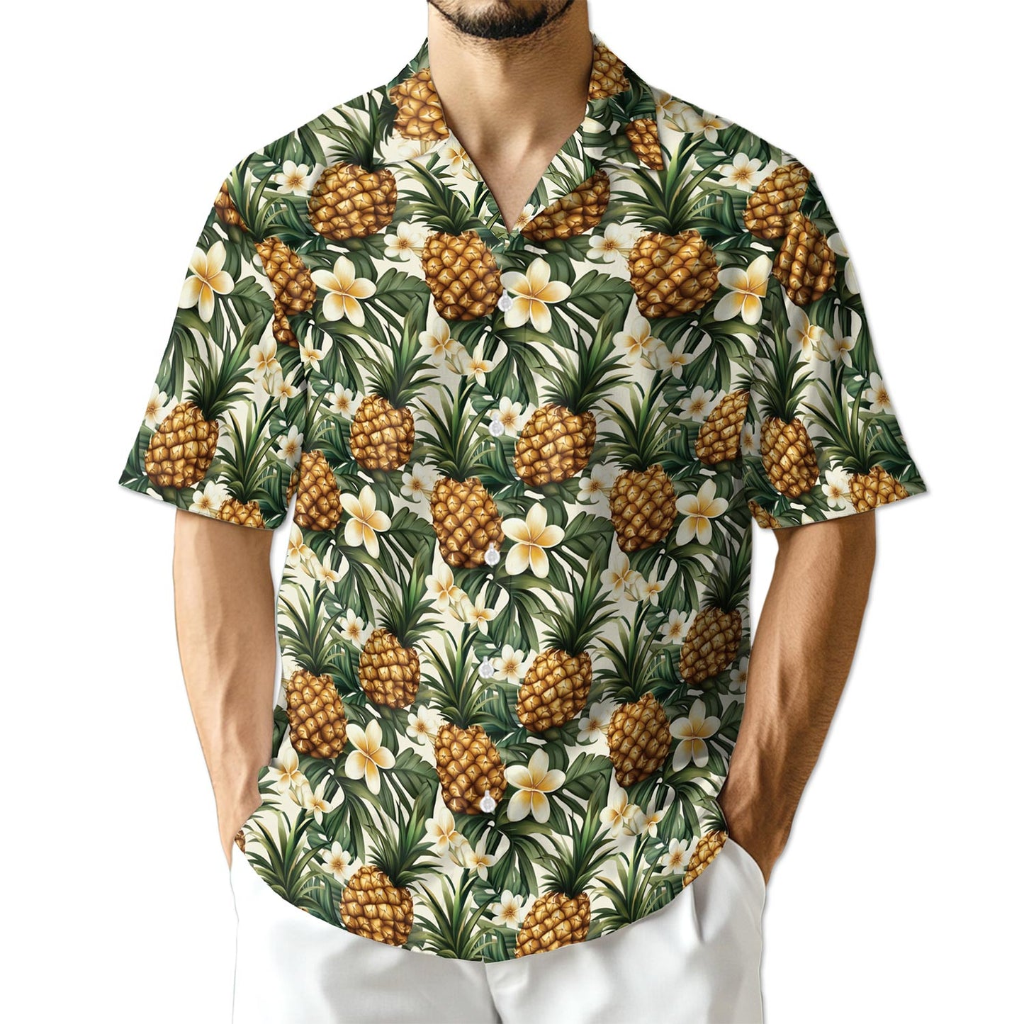 Netecom Pineapple Gold Hawaiian Shirt for Men