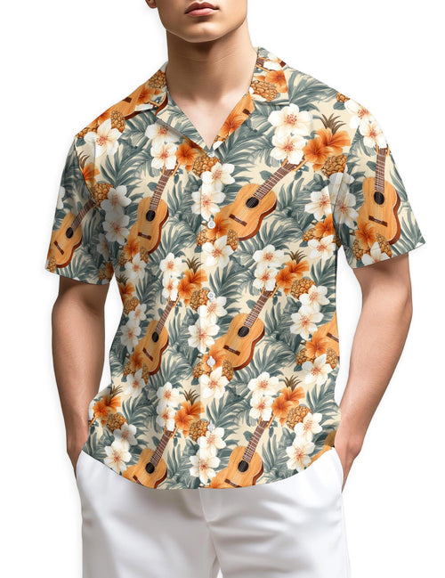 Netecom Pineapple Guitar Hawaiian Shirt for Men