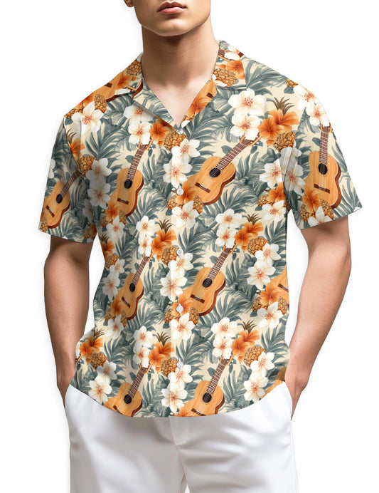 Netecom Pineapple Guitar Hawaiian Shirt for Men