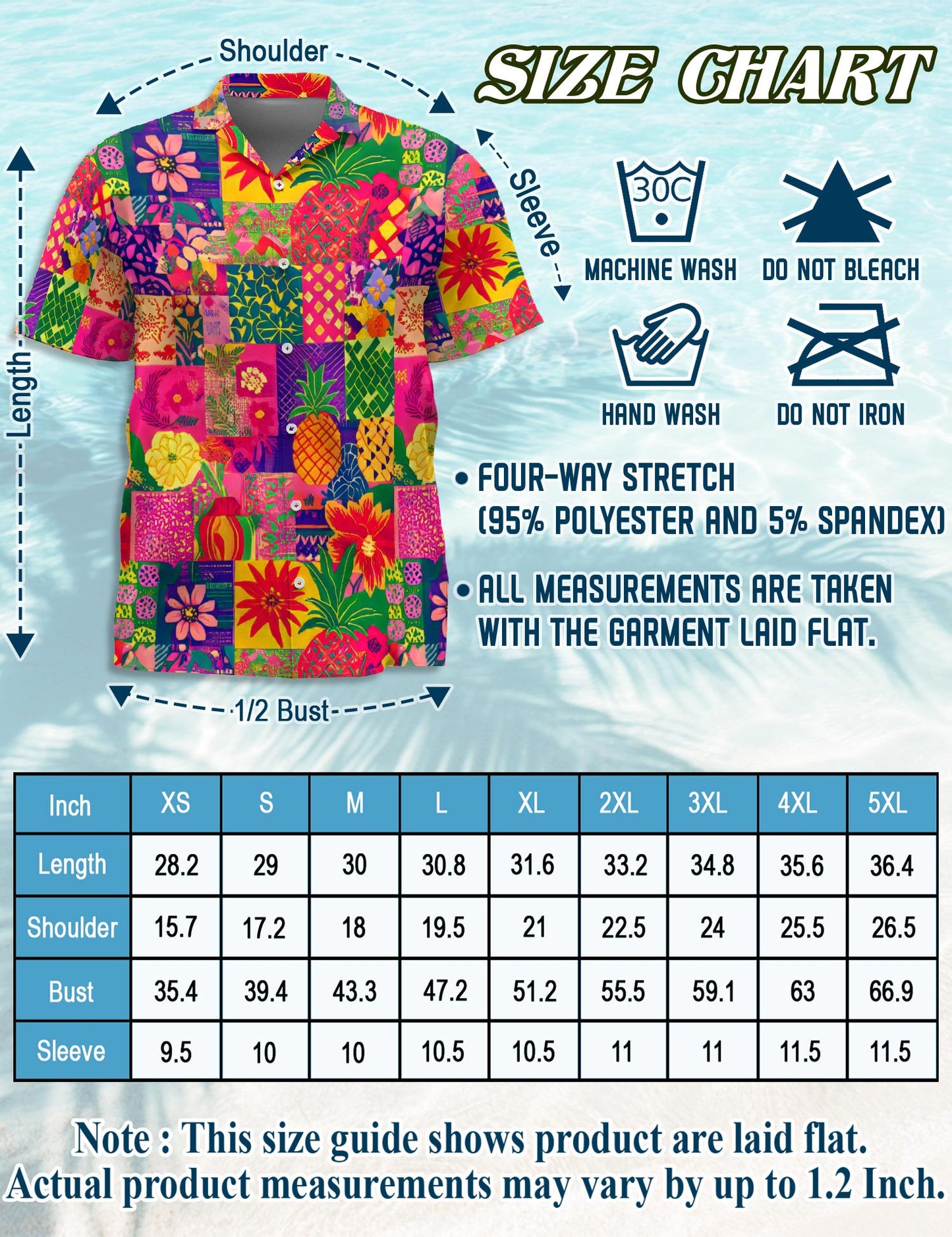 Netecom Pineapple Hawaiian Shirt for Men, Patchwork Aloha Style, Button Down Summer Beach Short Sleeve, S-5XL