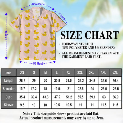 Netecom Pink Duck Hawaiian Shirt for Men, Vintage Style, Button Down Summer Beach Short Sleeve, S-5XL