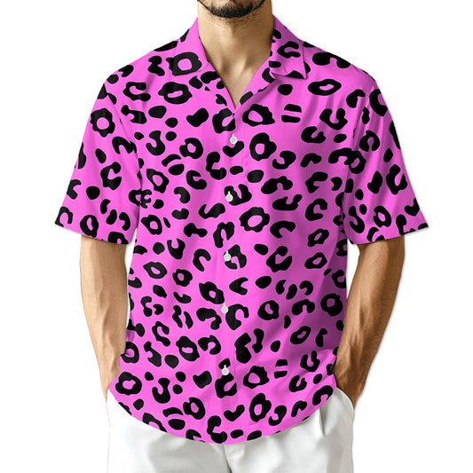 Netecom Pink Leopard Hawaiian Shirt for Men