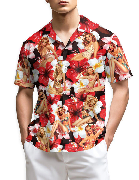Netecom Pinup Girls Hawaiian Shirt for Men