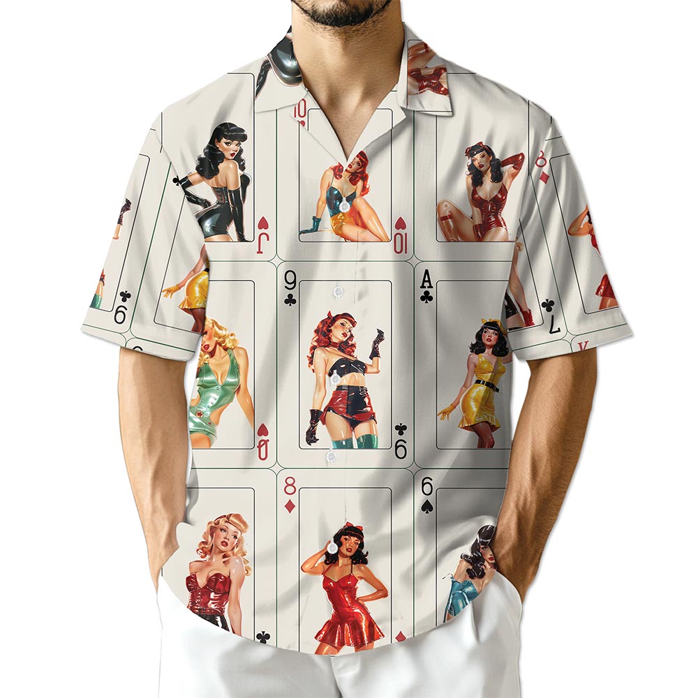 Netecom Pinup Girls Playing Card Hawaiian Shirt for Men