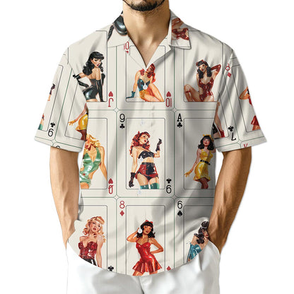 Netecom Pinup Girls Playing Card Hawaiian Shirt for Men