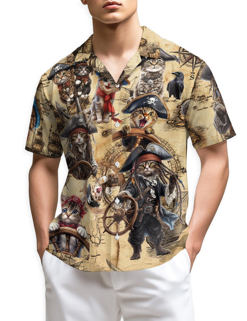 Netecom Pirate Cat Hawaiian Shirt for Men