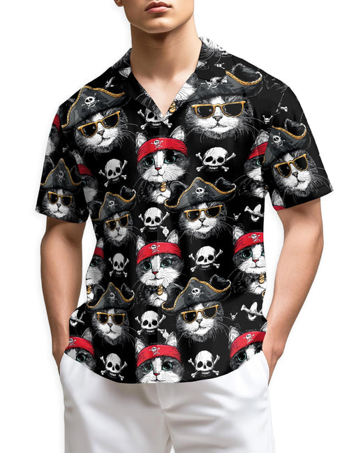 Netecom Pirate Cat Hawaiian Shirt for Men