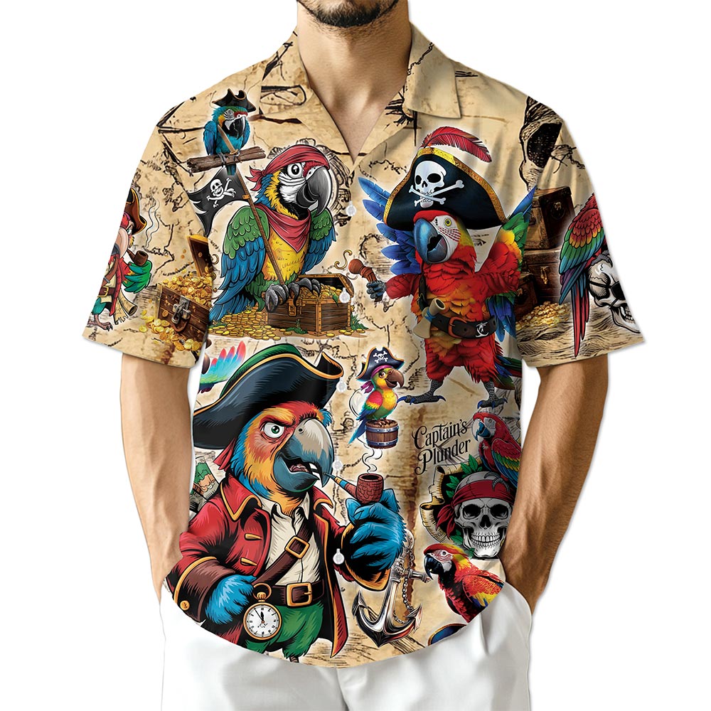 Netecom Pirate Parrot Hawaiian Shirt for Men