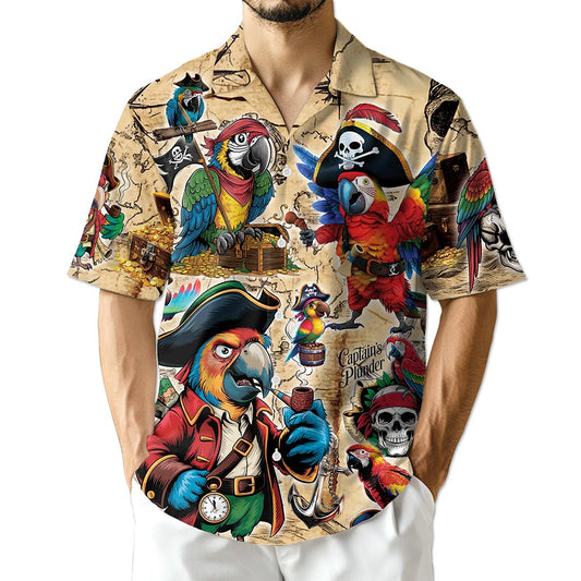 Netecom Pirate Parrot Hawaiian Shirt for Men