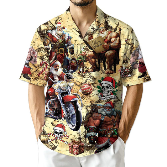 Netecom Pirate Santa Claus Hawaiian Shirt for Men