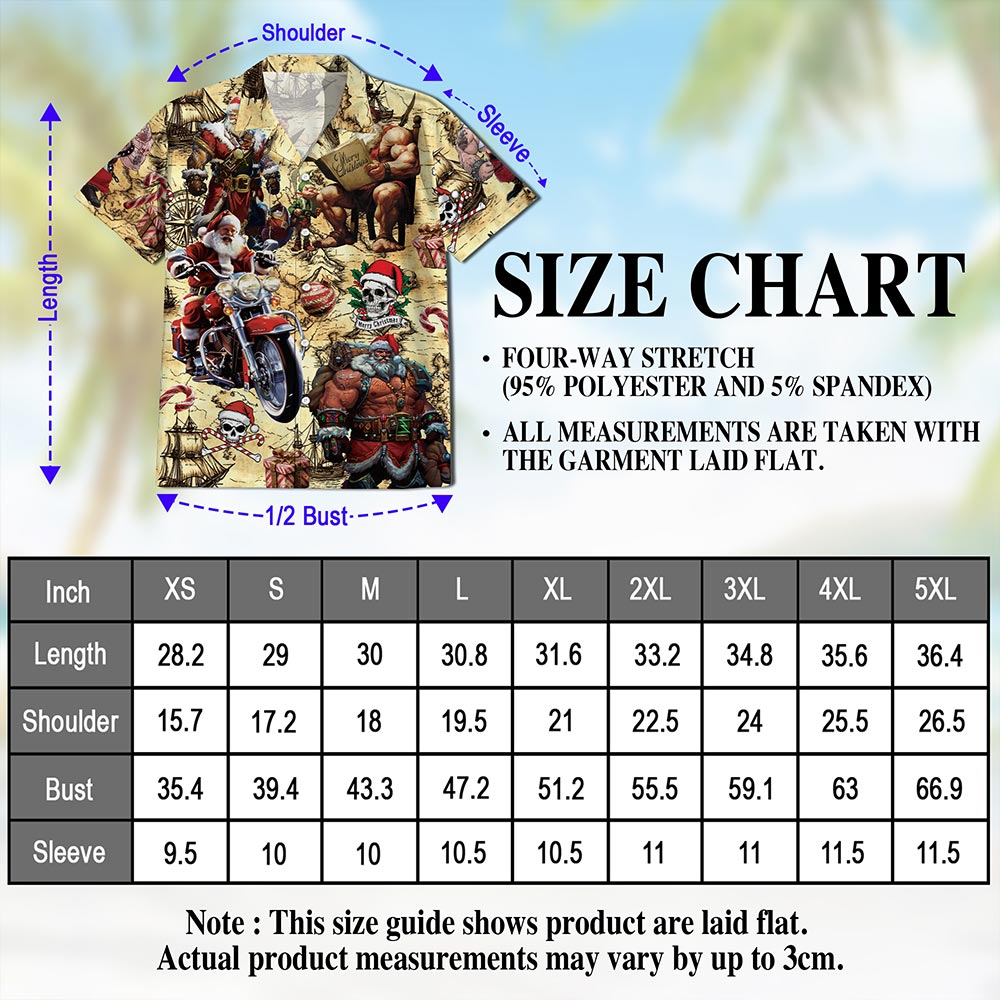 Netecom Pirate Santa Claus Hawaiian Shirt for Men, Funny Christmas Button Down Summer Aloha Beach Short Sleeve Shirts, S-5XL