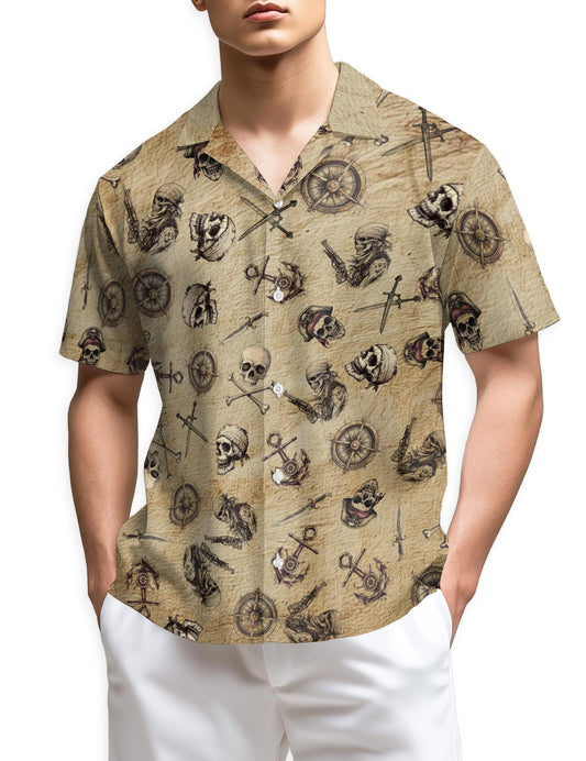 Netecom Pirate Skull Hawaiian Shirt for Men