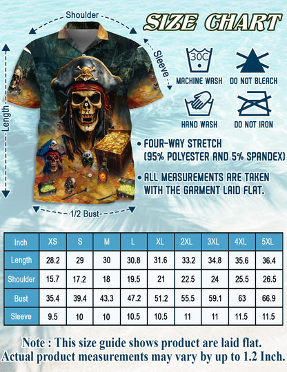 Netecom Pirate Skull Hawaiian Shirt for Men, Button Down Summer Beach Short Sleeve, S-5XL