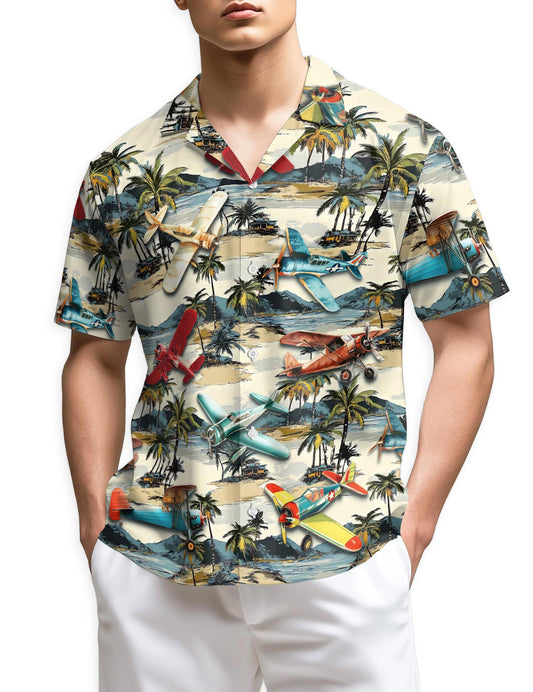 Netecom Planes and Coconut Hawaiian Shirt for Men