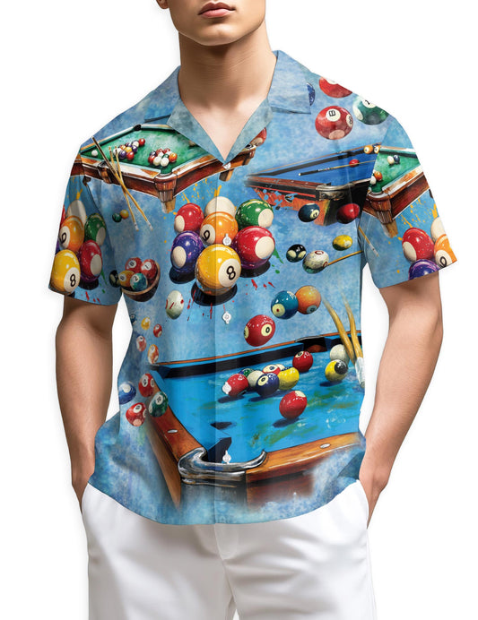 Netecom Playing Pool with Billiards Hawaiian Shirt for Men