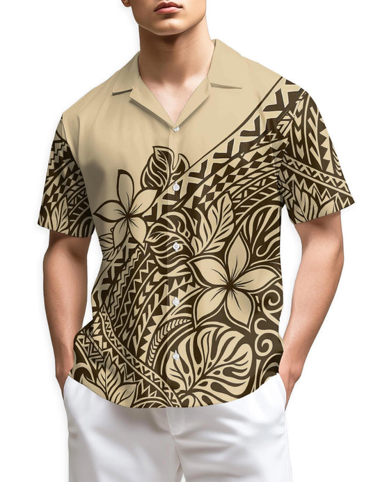 Netecom Plumeria Frangipani Hawaiian Shirt for Men
