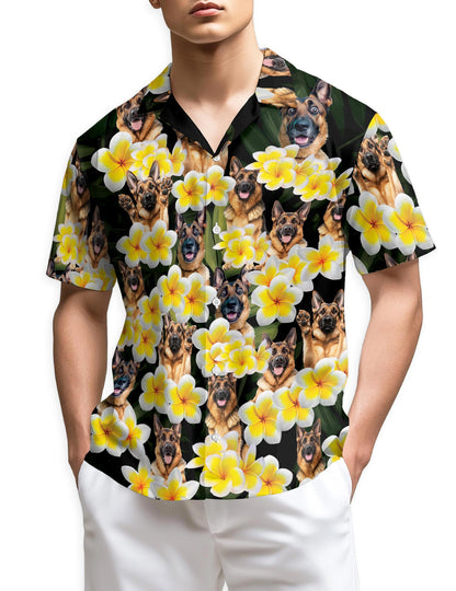 Netecom Plumeria German Shepherd Hawaiian Shirt for Men