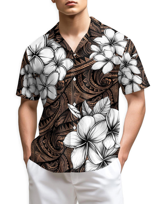 Netecom Plumeria Tribe Hawaiian Shirt for Men