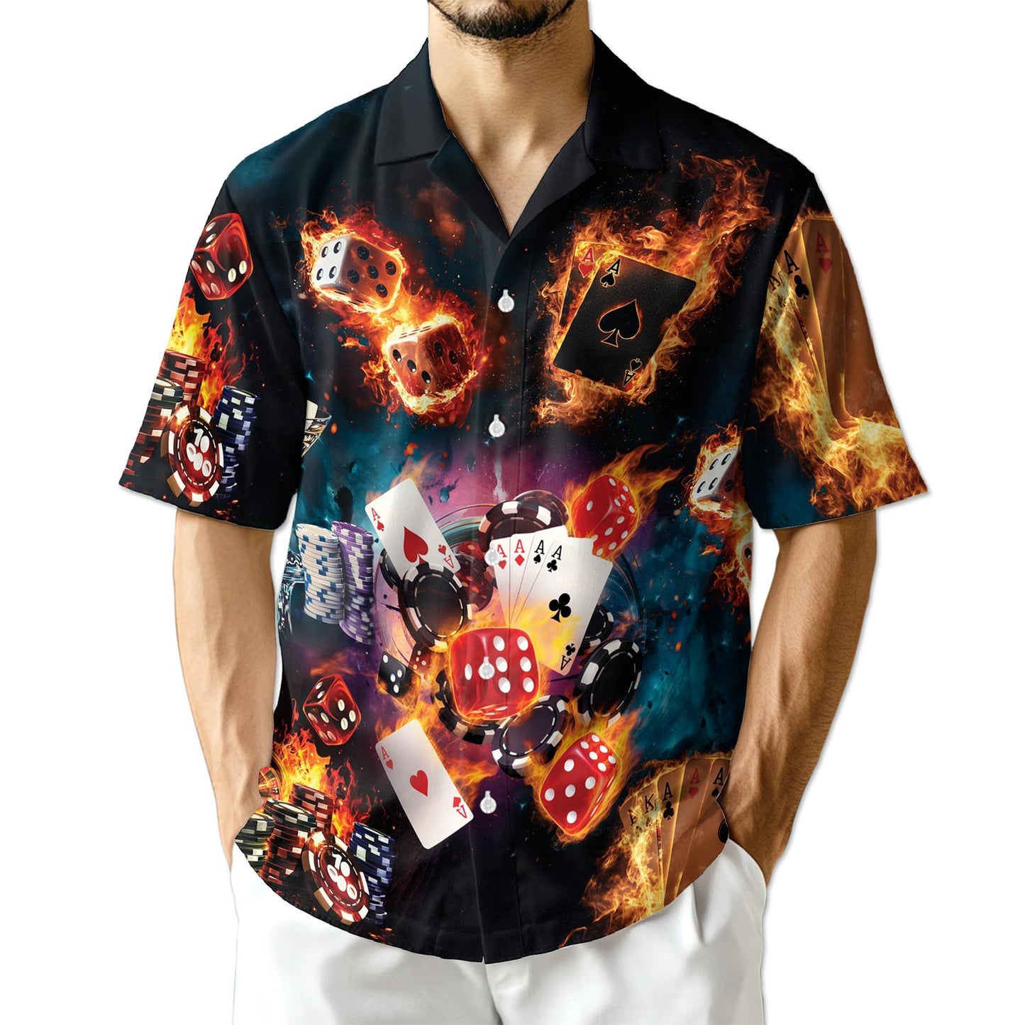 Netecom Poker Hawaiian Shirt for Men