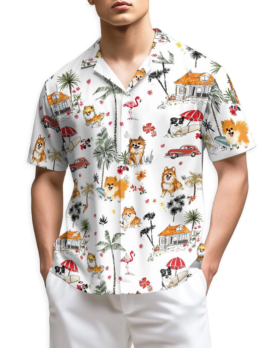 Netecom Pomeranian Hawaiian Shirt for Men